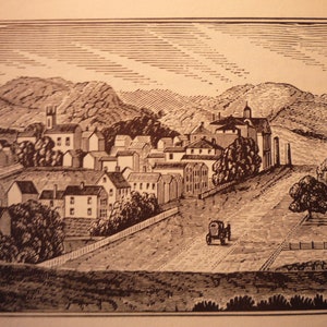 Lenox Massachusetts Town Engravings 1964 - New England Antiquarian Society - framable gift town history Berkshire HIlls Tanglewood BSO