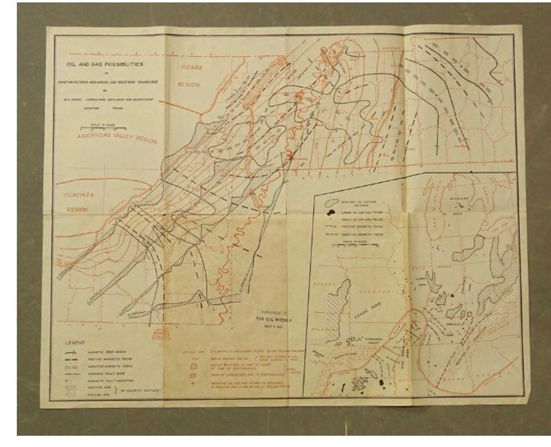 1937 Arkansas Oil and Gas Exploration Map Etsy