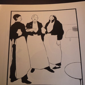 Impressão de Beardsley Waiter Garcon de Cafe - cromolitografia de bloco de linha - The Yellow Book 1894 - Art Nouveau adequada para emoldurar os amantes da arte