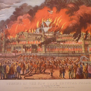 Burning of the New York Crystal Palace - Currier and Ives -  Fine Art Print -
