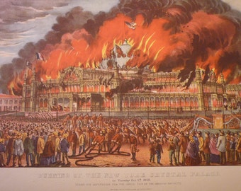 Burning of the New York Crystal Palace - Currier and Ives -  Fine Art Print -