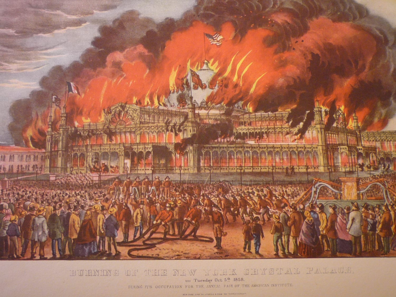 Burning of the New York Crystal Palace Currier and Ives Etsy