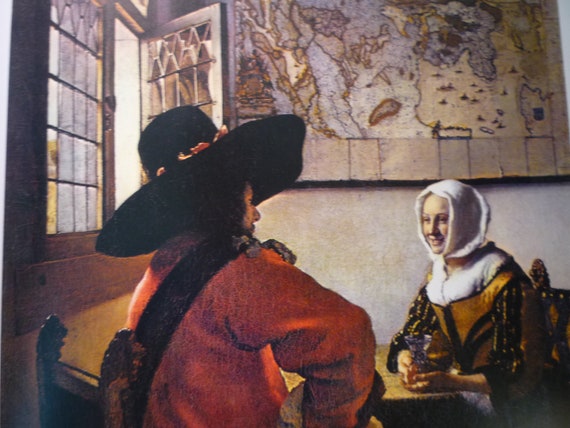 フェルメール - 将校と笑う少女 1655年絵画 アートポスター - 14