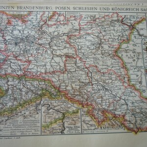 1910 Brandenberg kaart Provincie Tweezijdige litho Antiek Origineel uit Duits Boek gemakkelijk in te lijsten