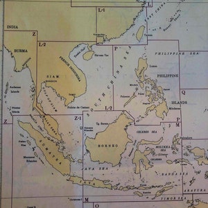 Pacific Nautical Map 1940 US Naval Issue - Ocean and islands map - New Zealand to Russia large vintage map 20 by 28 inch - Great framable