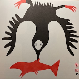イヌイットアート｜セイウチと男たち｜北極圏アートワールド｜石版画