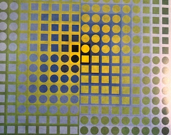 Victor Vasarely, Zoeld-Fir | Vintage opublikowana litografia | Sztuka op | Nowoczesna sztuka ścienna