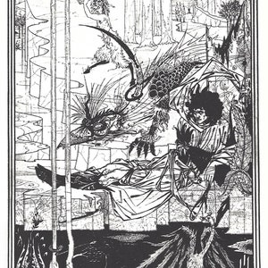 Aubrey Beardsley King Arthur and the Questing Beast Giclee Art Print Art Nouveau print, matted or framed 8.5 by 11 size