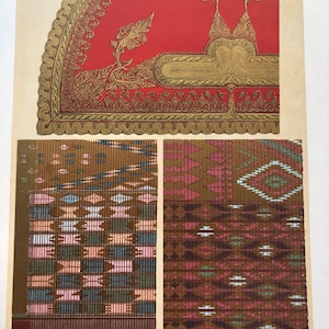 1900 Turkse stijl | Origineel antiek stoffenpatroon | Chromolithografie | Oscar Haebler-ontwerper | gedrukt in Duitsland | Decoratieve Kunsten |
