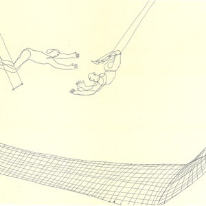 Alexander Calder Trapeze Artists Handoff fine art print The Circus drawing Calder signed in plate Fun under the big top