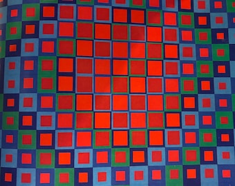 Victor Vasarely, 0626 Tseress / Litografía vintage publicada / Arte óptico / Arte mural moderno / Arte mural enmarcable del siglo XX