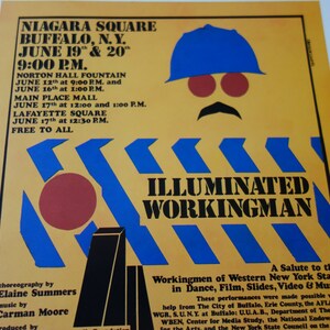 Illuminated Workingman autorstwa Elaine Summers Niagara Square Buffalo Western New York Plakat reprodukcyjny | Prezent dla miłośnika tańca