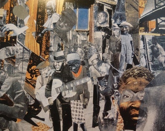 Romare Bearden The Street collage scene Giclee Art Print framable art several finishes available Harlem Renaissance