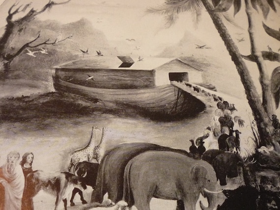 Noah's Ark - Fine Art Print - 1950s Black and White Illustration