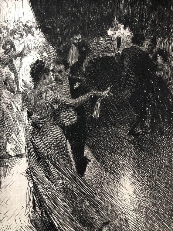 Anders Zorn, the Waltz | Framed Antique Print | Scene of Paris