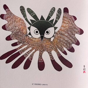 Firebird by Kenojuakk | Stone Cut | Cape Dorset Baffin Island | Inuit print |  Published Lithograph Wall Art