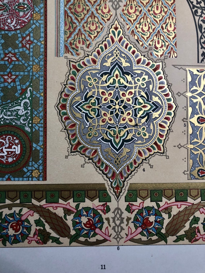 1900 Arabic Style | Original Antique Fabric Pattern | Chromolithograph ...