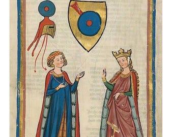Der von Kürenberg, poet | Vintage Print | Medieval German Art of Love | Framable Wall Art
