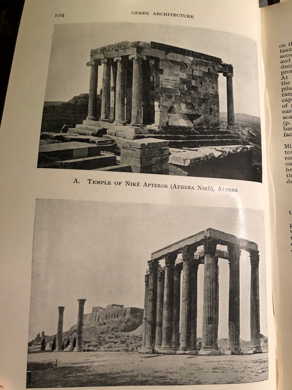 Greek Temple Architecture - 1924 Original Lithograph Artemis
