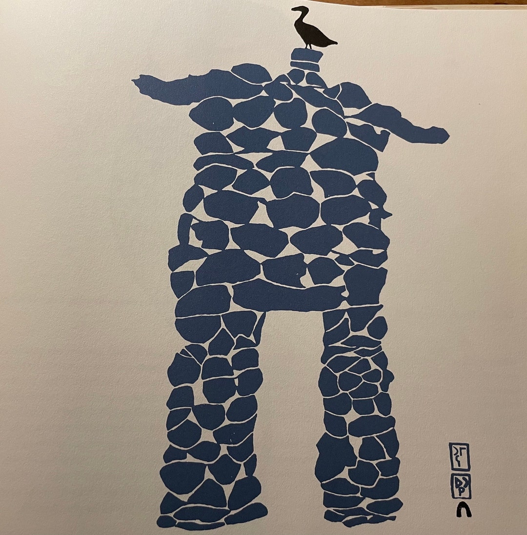 Inuit Art Inukshuk by Tumira Stone Scarecrow Arctic Art World Stone Cut