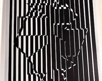 Victor Vasarely, Ujjain / Litografía vintage publicada / Arte óptico / Arte mural enmarcable del siglo XX