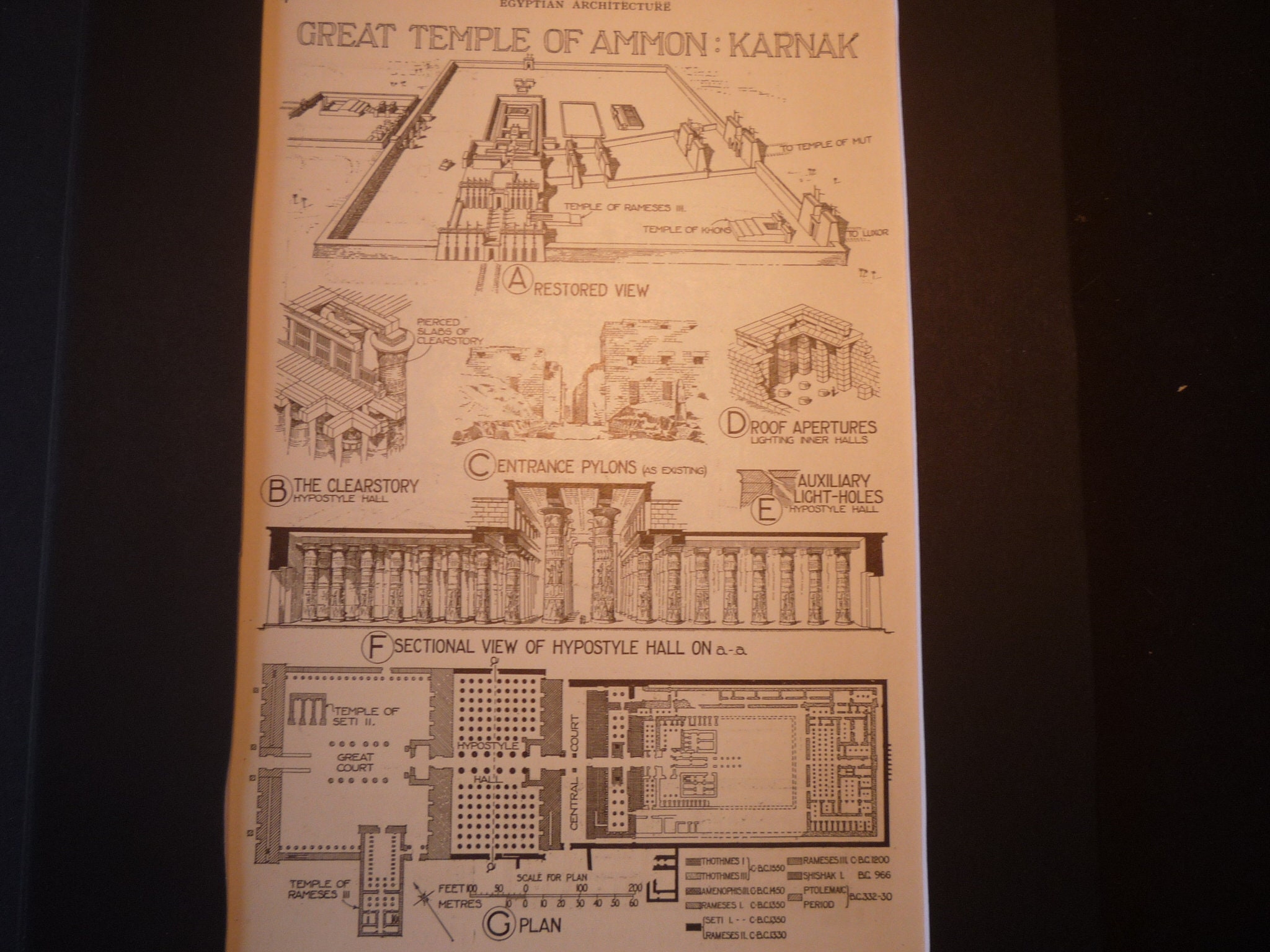 Egyptian Architecture Temple Plans - 1924 Print - Great for