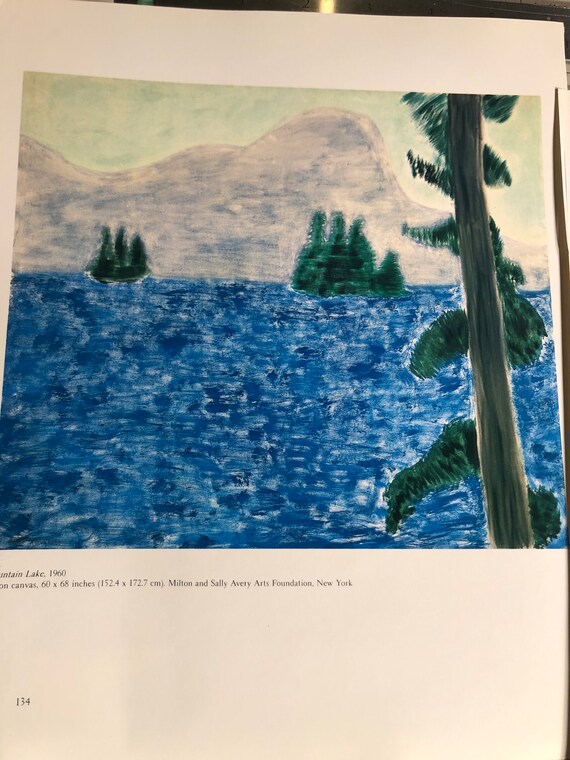 Avery、Milton、希少画集画、新品額付 Milton Avery Mountain Lake, Sky Blue Water. Original Published