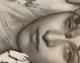 LEE-MAN-FONG（李 曼峰）、バリ女の素描、希少な額装用大判画集画 LEE