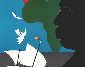 Romare Bearden Roots bold colors Giclee Art Print Abstract Expressionism framable art several finishes available
