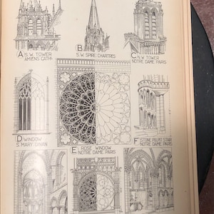 Impression lithographique originale des cathédrales gothiques françaises de 1920 pour l'encadrement, cadeau pour architecte, art mural