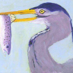 Breakfast Catch Great Blue Heron note card
