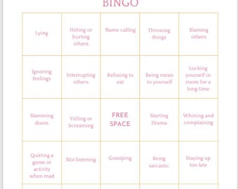 Unhealthy Coping skills bingo