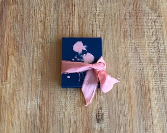 Rose Printed Cyanotype Fabric Covered Accordion Book