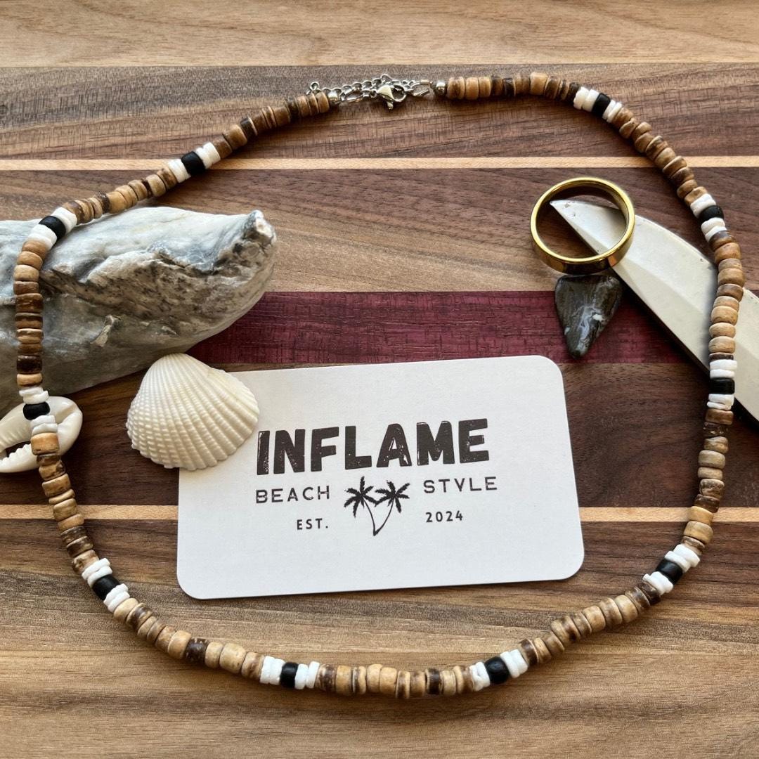 Surfer Shell Chain Adjustable Shell Necklace White Puka Shell Necklace Pack - Hawaiian ...