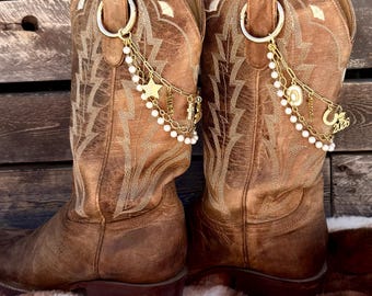 Cadenas para adornos de botas, accesorio personalizado de graduación para vaqueras, cadena para adornos de gorra