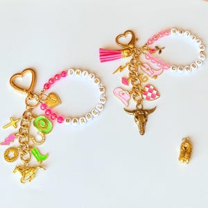 RODEO Charm Bag or Key Chain/Customizable/Cowgirl Bag Tag/Bling Charms/Barrel Racer Bag Chain/Clip On/Cowgirl Boots Charm/Summer Charms