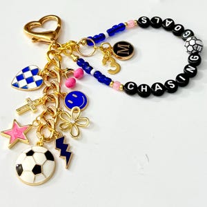 Customizable Soccer Charm Chain, Girls Sports Bag, Chasing Goals, Girl Goals, Personalized Word Beads