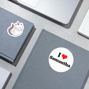 I Heart [YOUR NAME]-stickers: gelamineerde aangepaste stickers