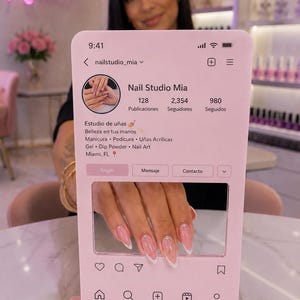 Custom Acrylic Instagram Nail Photo Frame | Nail Tech Display Stand | Personalized Social Media Frame | Nail Salon Photo Prop
