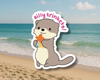 Silly Trinkets Otter Waterproof Vinyl Sticker | Matte | Cute Kawaii | Laptop Waterbottle Gift | Planner Journal Decoration Art