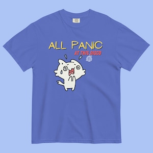 Camiseta com estampa da banda Panic At This Disco™ | Camiseta pesada com estampa | Camiseta pesada de música emo dos anos 2000, conscientização sobre saúde mental