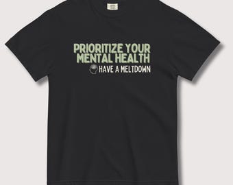 Camiseta gráfica sobre salud mental: Ropa urbana cómoda de algodón grueso