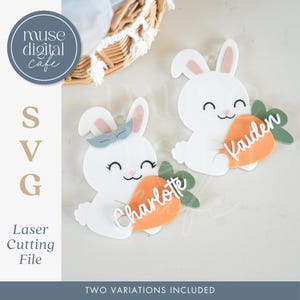 Easter Bunny Carrot Basket Tag, Laser File, Easter Basket Tag, Personalized Bag Tag, Easter Laser File, Bunny SVG, Laser Cut SVG