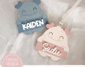 Love Monster Valentine Basket Tag Laser File, Kids Valentine SVG, Personalized Basket Tag, Glowforge Laser Cut File