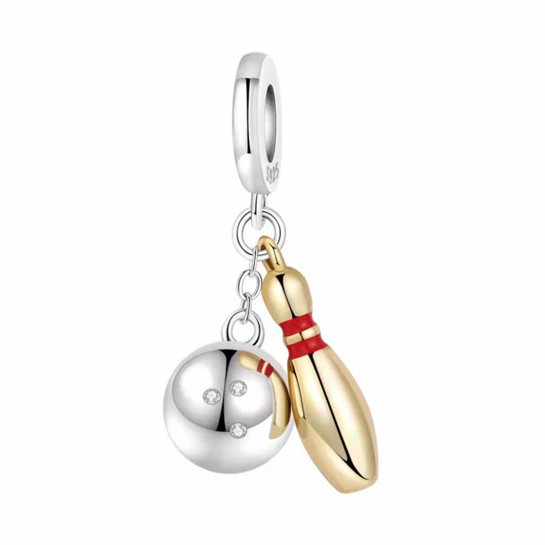 Bowling Charm Silver 925 Dangle Bead Bowling Ball Pin Pendant Gift - Etsy