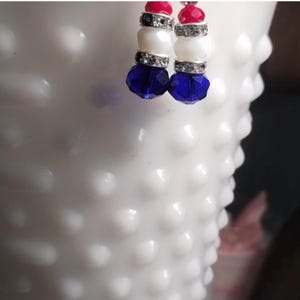 Patriotic beaded dangle earrings