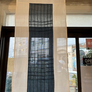 Korean Ramie Jogakbo Textile | Indigo Wall Hanging | Window Panel | Table Runner