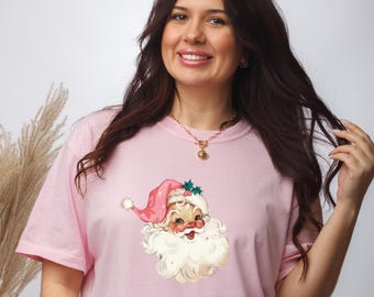Retro Christmas Tee Santa Claus Comfort Colors 1717 Holiday Graphic T-Shirt Gift