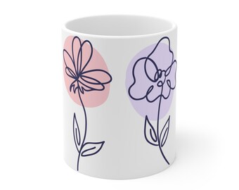 Custom Flower Designed Ceramic Mug 11oz