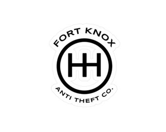 Fort Knox Anti-Theft Co. Funny Manual Transmission Sticker - Keep Thieves Confused! | Kiss-Cut Vinyl Decal